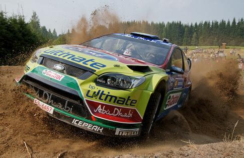 Ford Focus rally racing car during 2010 Rally Finland - motorsport companies use freight ferries for shipping