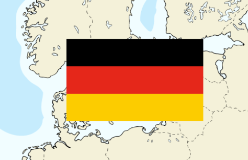 German flag on map of Europe