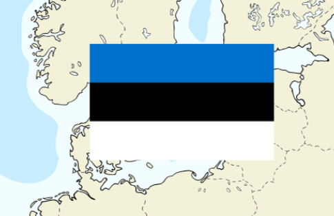 map showing Estonia flag
